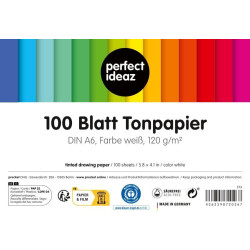 Perfect Ideaz • 100 Blatt weißes Tonpapier DIN A6, 120 g/m², hergestellt in Deutschland, Blauer Engel zertifiziert